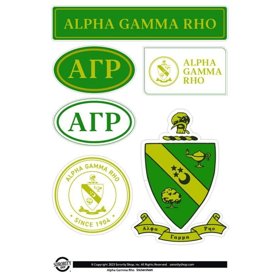 Fraternity Alpha Gamma Rho Sticker Sheets - Custom Designed Vinyl Fraternity Brand Focus Stickers with Officially Licensed Designs, Removable Adhesive, 6 Stickers per Sheet
