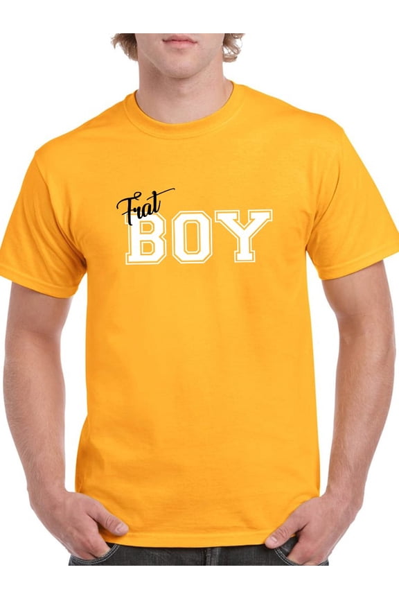 Fraternity Frat Boy Graphic Men Gold T-Shirt, Male Large
