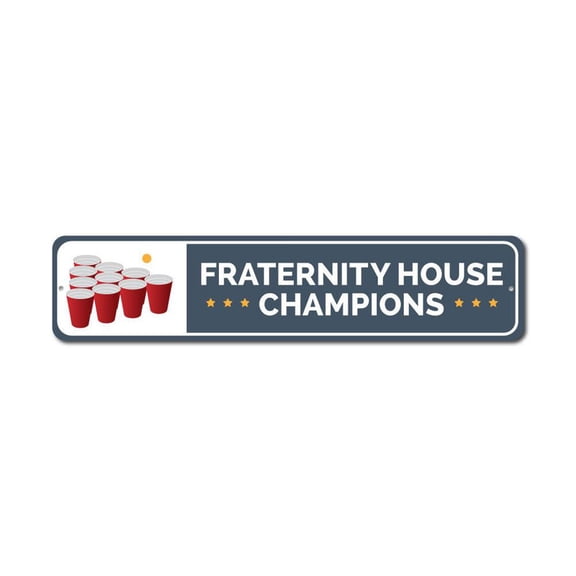 Fraternity House Champs Sign, Custom Beer Pong Game Winners Sign, Man Cave Dorm Room Aluminum Decor - 4x18 inches