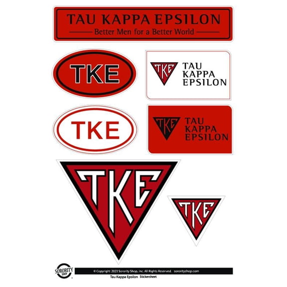 Fraternity Tau Kappa Epsilon Sticker Sheets - Custom Designed Vinyl Fraternity Brand Focus Stickers with Officially Licensed Designs, Removable Adhesive, 6 Stickers per Sheet