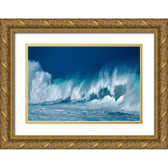 Frates, Dennis 14x11 Gold Ornate Wood Framed with Double Matting Museum Art Print Titled - Breaking Waves