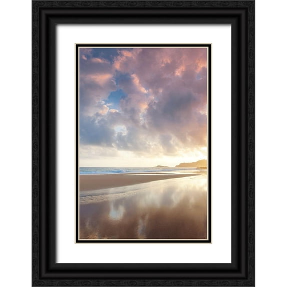 Frates, Dennis 17x24 Black Ornate Wood Framed with Double Matting Museum Art Print Titled - Secret Beach Sunrise II