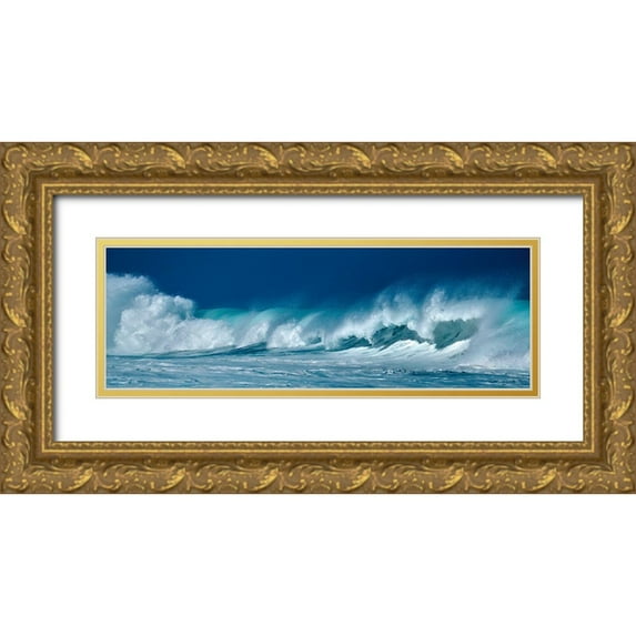 Frates, Dennis 18x9 Gold Ornate Wood Framed with Double Matting Museum Art Print Titled - Breaking Waves