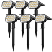 Fratink Solar Lights Outdoor 6 pack, 65 LED IP65 Waterproof, 3 Modes 2-in-1 Landscape Solar Spotlight for Patio Pathway Yard Warm White