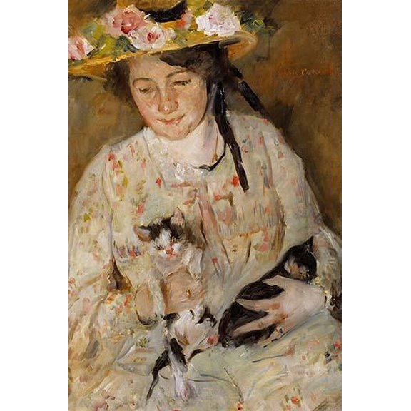 Frau Mit Katzen-Fine Art Canvas Print (20" x 30")