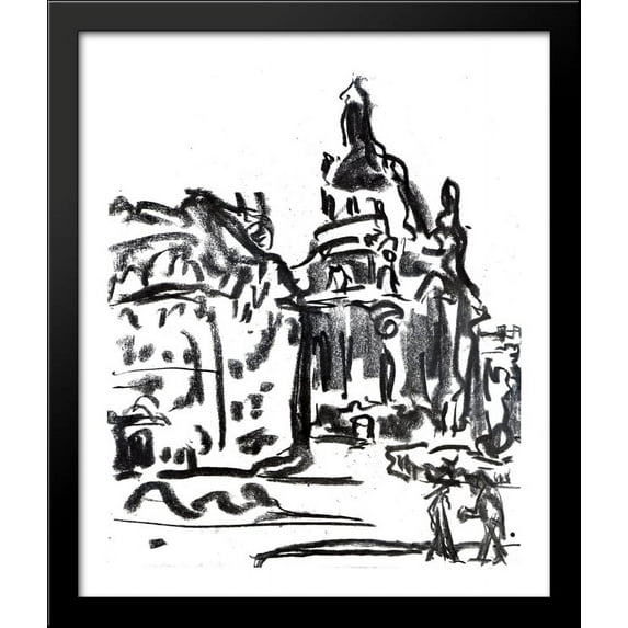 Frauenkirche 28x34 Large Black Wood Framed Print Art by Ernst Ludwig Kirchner