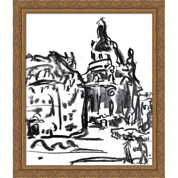 Frauenkirche 28x34 Large Gold Ornate Wood Framed Canvas Art by Ernst Ludwig Kirchner