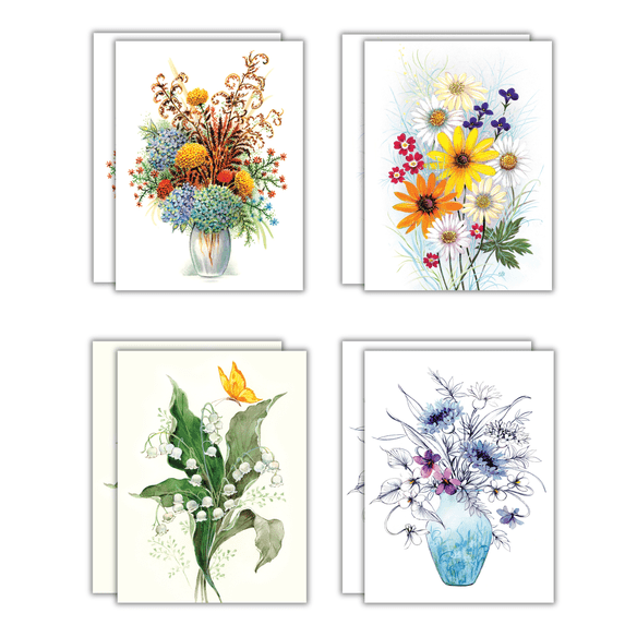 Fravessi Blank Greetings Cards Assortment, Floral Set of 8 Cards ...
