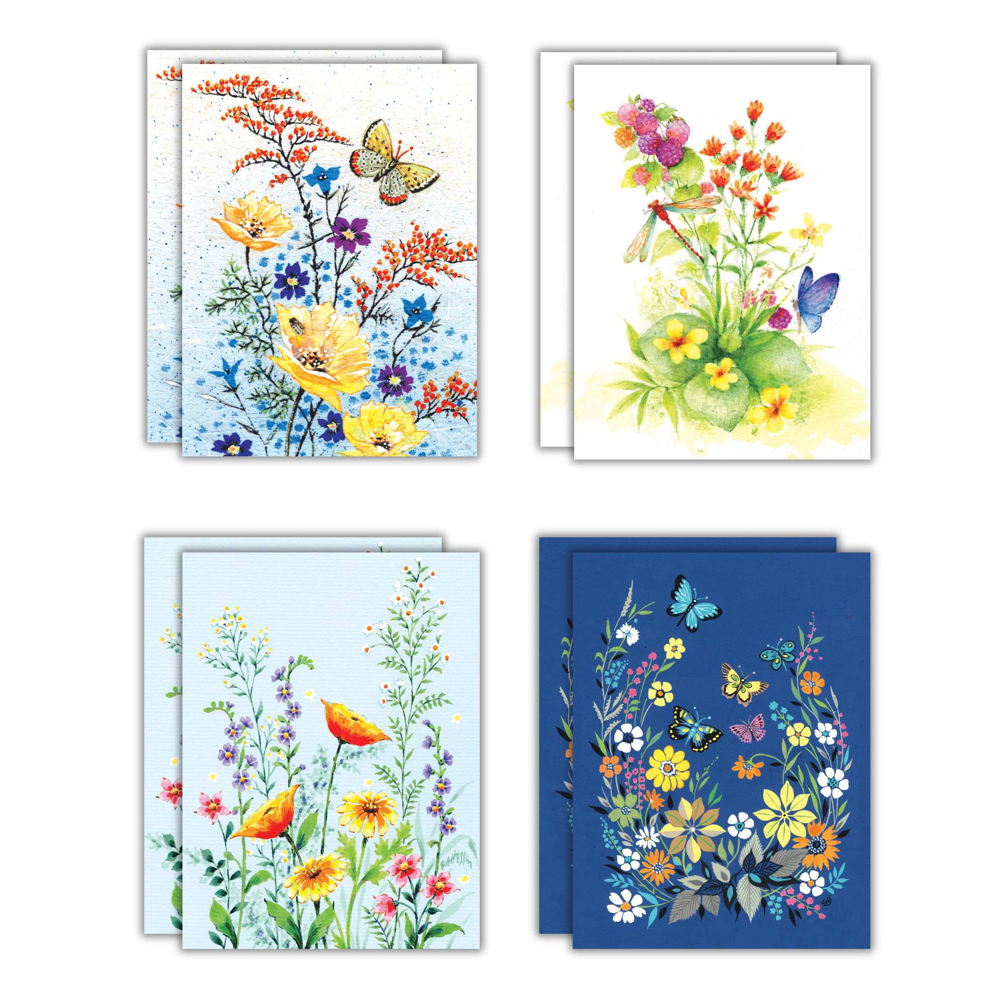 Fravessi Blank Greetings Cards Assortment, Floral Set of 8 Cards ...