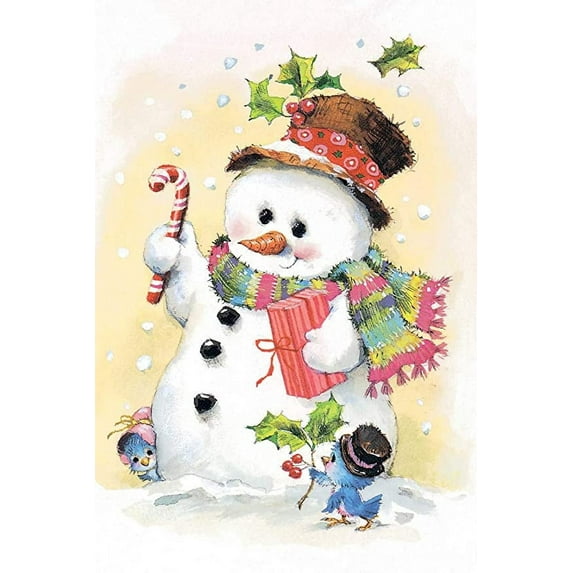 Fravessi Christmas Boxed Greeting Card Multi-Pack Set (4" x 6") | 16 Cards + 17 Envelopes | Illustrated Snowman Design | White, Red