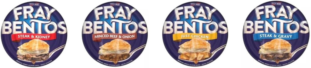 Fray Bentos Canned Pies, Steak & Kidney, Minced Beef & Onion, Just Chicken, Steak & Gravy, Variety Pack of 4