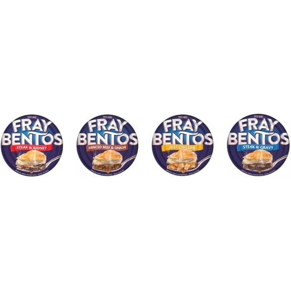 Fray Bentos Canned Pies, Steak & Kidney, Minced Beef & Onion, Just Chicken, Steak & Gravy, Variety Pack of 4