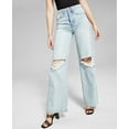 thumbnail image 1 of Frayed Cotton Wide-Leg Jeans Carson Wash 25, 1 of 1
