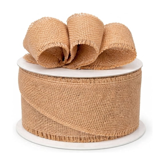 Frayed Edge Burlap Jute Ribbon - 2 1/2" x 10 Yards, Wired, Fall, Halloween, Thanksgiving, Christmas, Faux Burlap, Rustic Wedding, Country Farmhouse Decor, Crafts