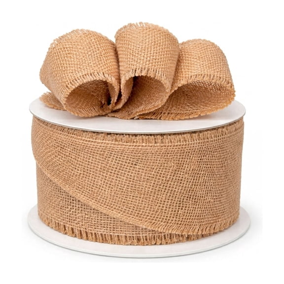 Frayed Edge Burlap Jute Ribbon - 2 1/2" x 10 Yards, Wired Edge, 4th of July, America 250 Anniversary, Faux Burlap, Rustic Wedding, Country Farmhouse Decor, Crafts, DIY, Veterans Day, Hessian Fabric