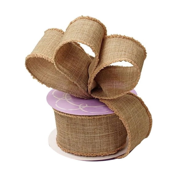 Frayed Edge Burlap Jute Ribbon - 2 1/2" x 10 Yards, Wired Edge, Faux Burlap, Wedding, Fall, Thanksgiving, Christmas