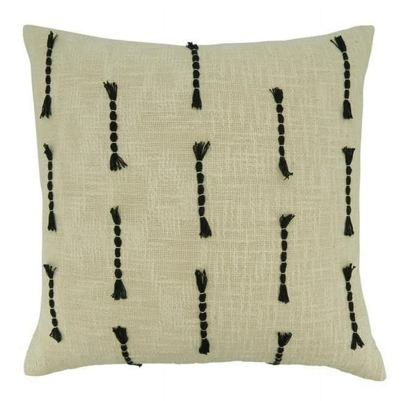 Frayed Stitch Line Throw Pillow with Poly Filling, White