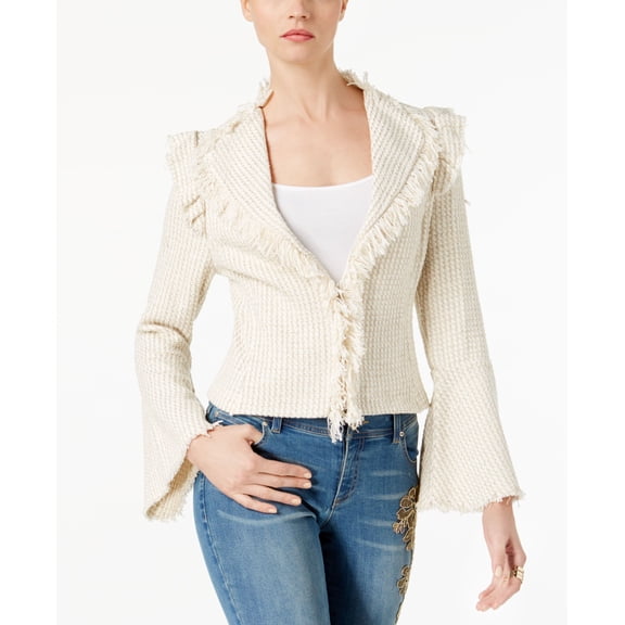 Frayed Tweed Cardigan Buttercream S