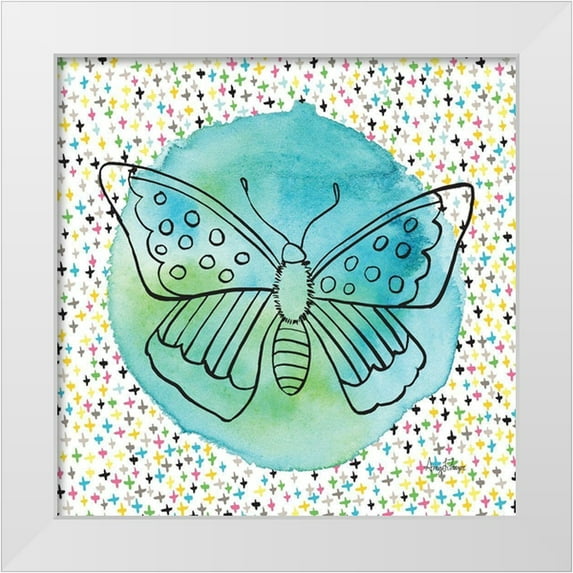 Frazer, Amy 26x26 White Modern Wood Framed Museum Art Print Titled - Butterflies Blue