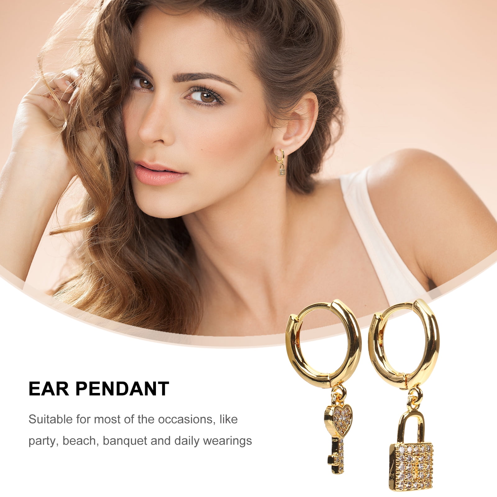Frcolor 1 Pair Padlock Earrings Dangle Hoop Lock And Key Earrings Statement  Earrings for Women
