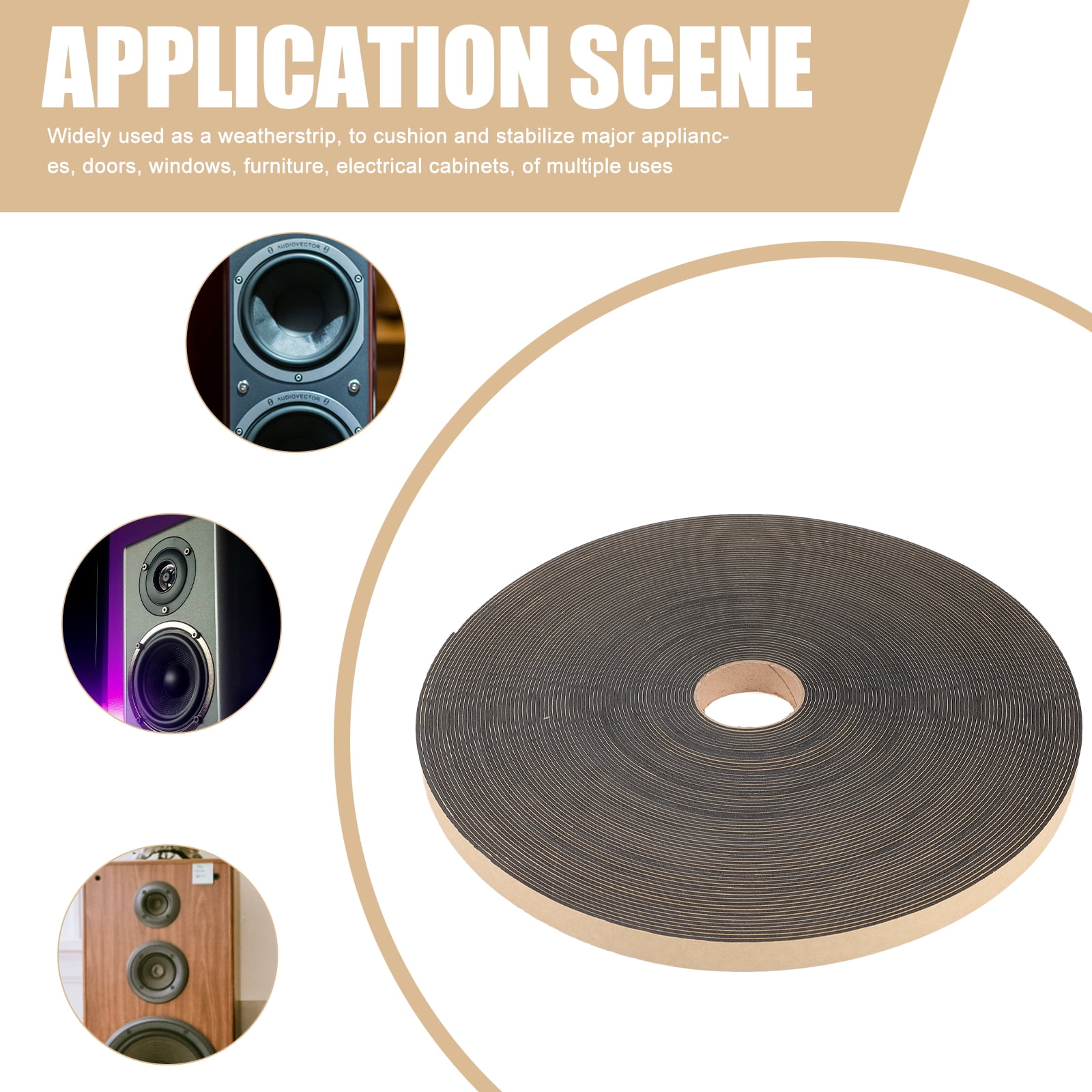 Frcolor 1 Roll of Door Sealing Strip Sponge Strip Window Door Frame Sealing Strip Speaker Gasket