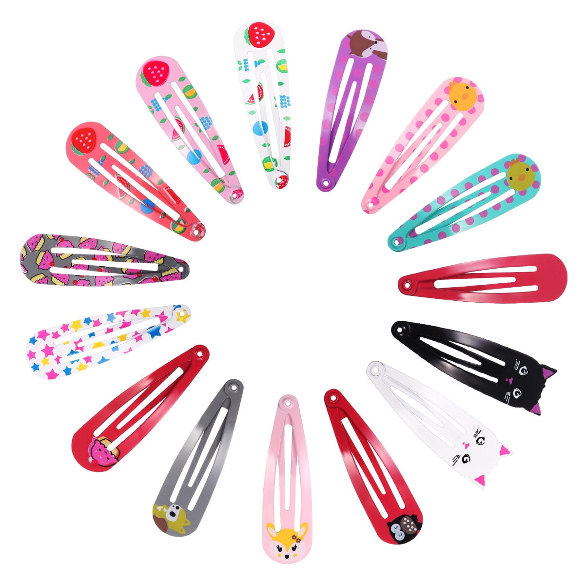Frcolor 30PCS 5Pack Snap Hair Clips No Metal Hair Clip Barrettes for