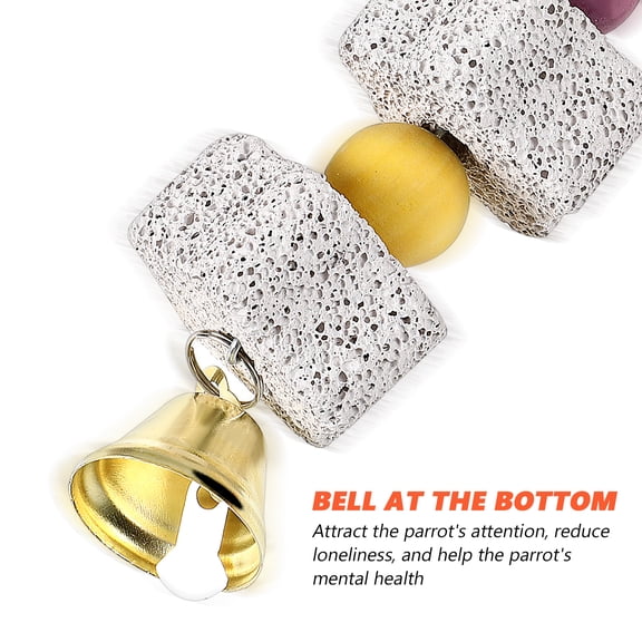 Frcolor 4 Pcs Parrot Chewing Toys Bird Beak Grinding Stone Toys with Bells for Parakeet Conure Cockatiel Hamster