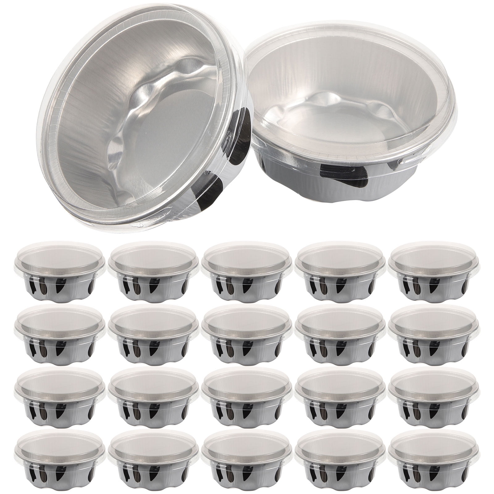 Frcolor 50Pcs Mini Cake Pans with Lids Aluminum Ramekin Aluminum Baking