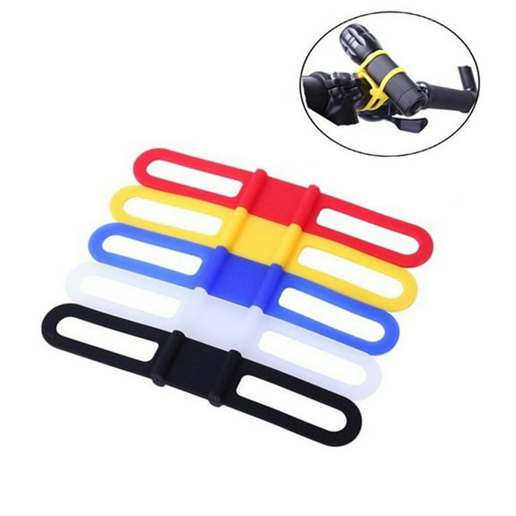 Frcolor 5Pcs Cycling Mountain Bike Silicone Band Flashlight Phone Water Bottle Holder Strap Band Strap Tie (Random Color)