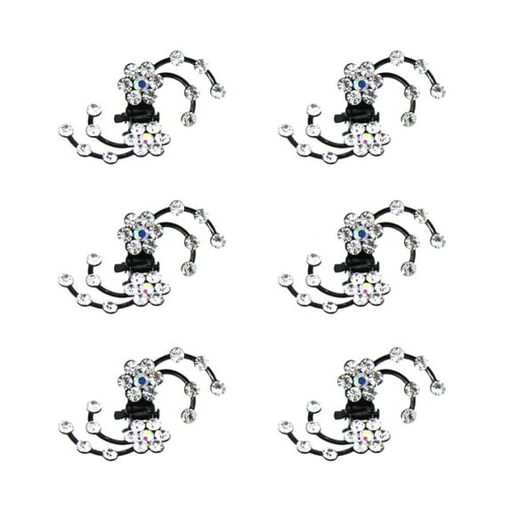 Frcolor 6pcs Mini Rhinestone Hairpin Women Girl Hair Claw Clamp Plum Blossom Flower Hair Clips Wedding Bridal Hair Accessories (White)