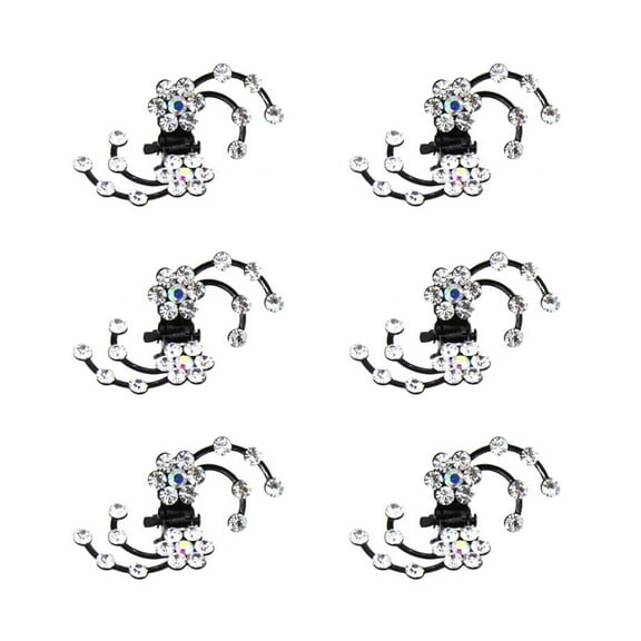 Frcolor 6pcs Mini Rhinestone Hairpin Women Girl Hair Claw Clamp Plum Blossom Flower Hair Clips Wedding Bridal Hair Accessories (White)