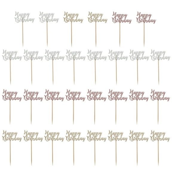 Frcolor Birthday Cake Topper Cupcake Happy Picks Glitter Party Toppers Toothpick Appetizer Dessert Insert Pick Decorations