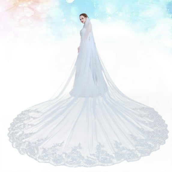 Frcolor Cathedral Wedding Veils Long Bridal Veil with Comb Wedding Accessories Bride Wedding Veil(Pure White,without Veil)
