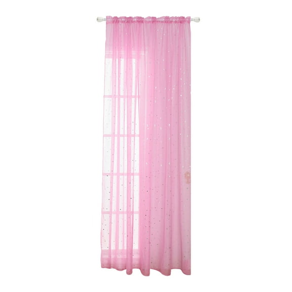 Frcolor Curtains Window Sheer Curtain Star Bedroom Voile Room Tulle Pink Long Drapes Girls Screening Kids Inches Panels Blackout