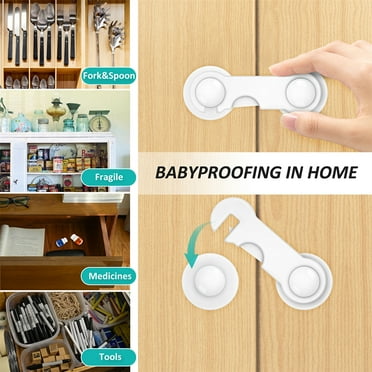 Baby Proofing Drawer Cabinet Lokcs 12pcs No Drill Child Safety locks for Drawer Cabinet with Strong Adhesive Tape