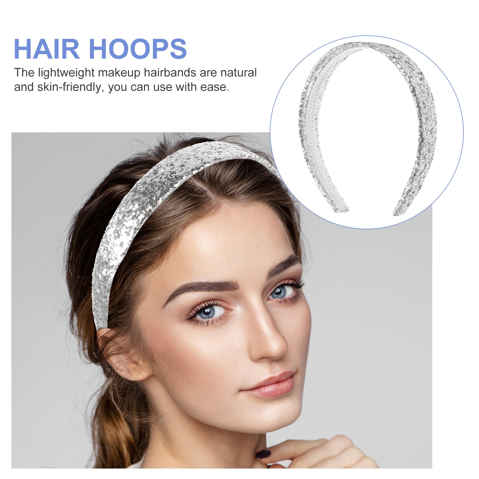 Frcolor Fashion Glitter Headwear Beautiful Wide Version Hairband Sequin Decorative Headdress