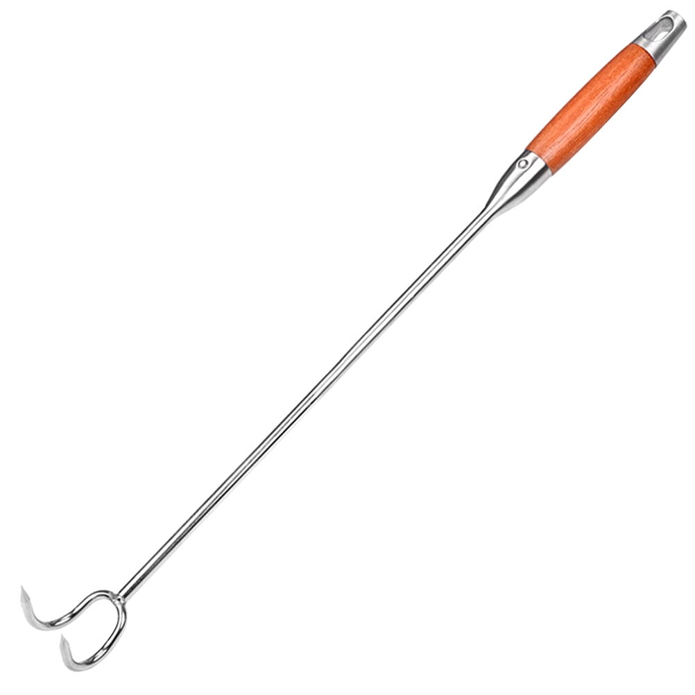 Frcolor Food Flipper Hook Meat Flipper Hook Handheld Meat Hook Stainless Steel Food Turner Hook