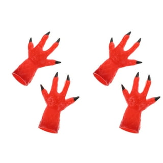 LATEX GREEN MONSTER DINOSAUR DRAGON ZOMBIE RED DEVIL COSTUME HANDS CLAWS  GLOVES