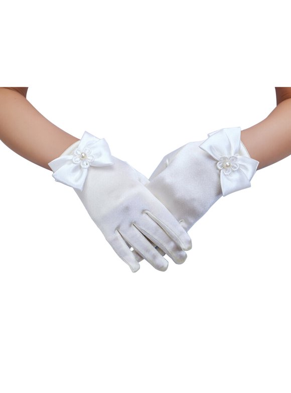 Little People Girls White Communion Gloves LP767 main image 1