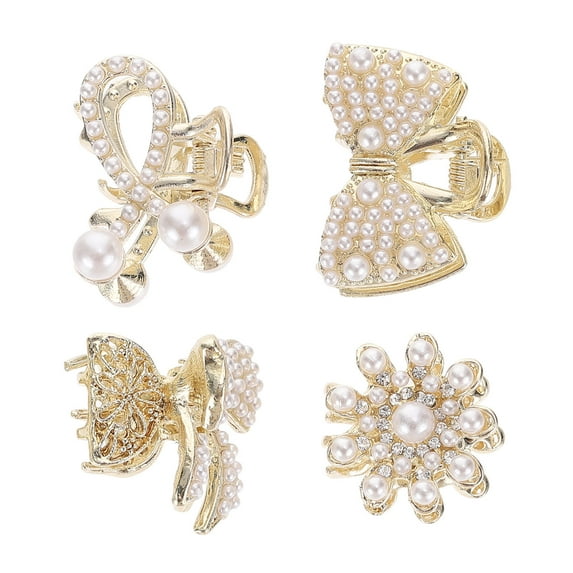 Frcolor Hair Clips Mini Claw Small Pearl Clasp Clamp Grips Jaw Clip Clamps Hairpins Bangs Rhinestones Claws Clutcher Rhinestone