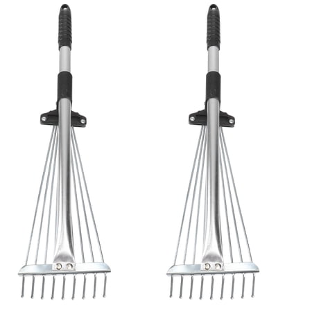 Frcolor Leaf Rake Rake Tool Metal Garden Yard Hand Leaves Telescopic Plastic Roof Lawn Pick  Up Scoops Remover Gardening Tools