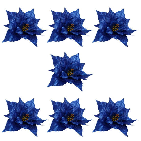 UPOUART Christmas Decoration Flowers Blue Pe 7Pcs 5.1X5.1X1In
