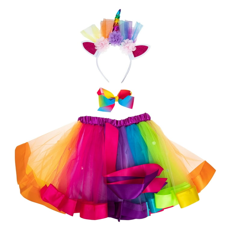 Frcolor Skirt Tutu Dress Unicorn Tulle Girls Rainbow Dance Ballet