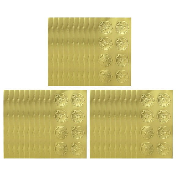 Frcolor Stickers Seal Wax Envelope Adhesive Gift Sticker Embossed Decals Wedding Gold Faux Backing Cards Stamp Wrapping