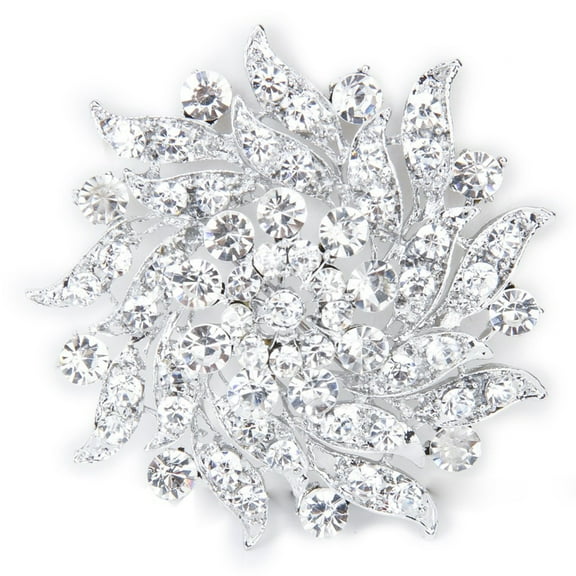 Frcolor Wedding Bridal Rhinestone Decor Flower Style Brooch Pin (Silver)