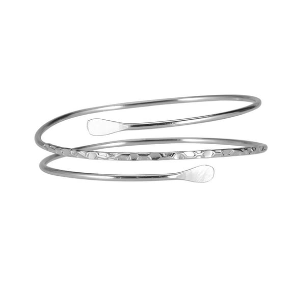 Frcolor Women Metal Armband Minimalist Simple Punk Style Coil Upper Arm Cuff Open Arm Bracelet Armlet Bangle (Silver)