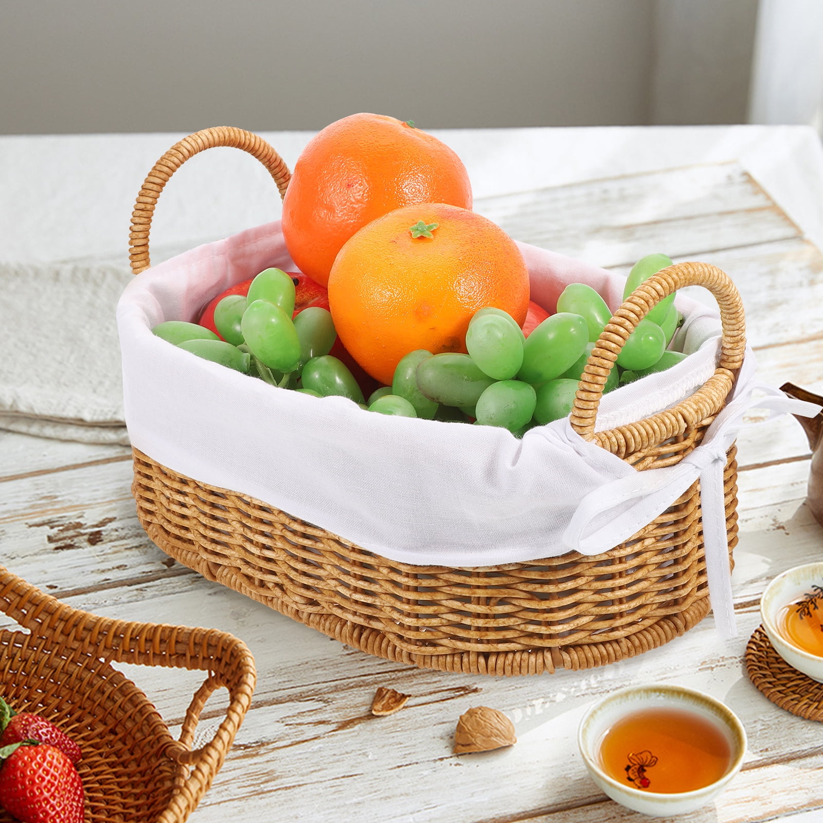 Frcolor Woven Storage Baskets Tabletop Serving Basket Decorative