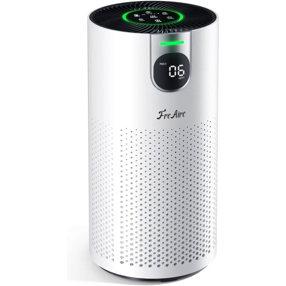 FreAire Air Purifiers for Home Large Room Covers up to 1800Ft, VisionAir 20dB Sleep Mode for Bedroom, with Real-Time AQI & PM2.5 Display,360Intake&Outlet Air Cleaner Pet-Friendly HEPA,HAP606,White