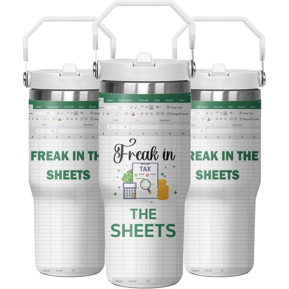 Freak in the Sheets Excel Coffee Cup, Interesting Excel Tumbler Head Cup, Gift for Colleagues Boss Accountant Friend, Handle Mug with Fun Spreadsheet Design, Christmas New Year Gift