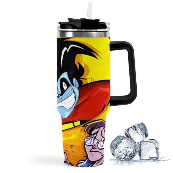 Freakazoid-theme Insulated Stainless Steel Tumbler with Handle Gifts For Family Friends Fans and Straw Fits in Standard Cup Holder 40 OZ